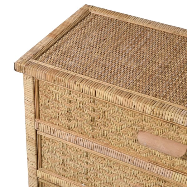 Natural Rattan Three Drawer Slim Chest of Drawers